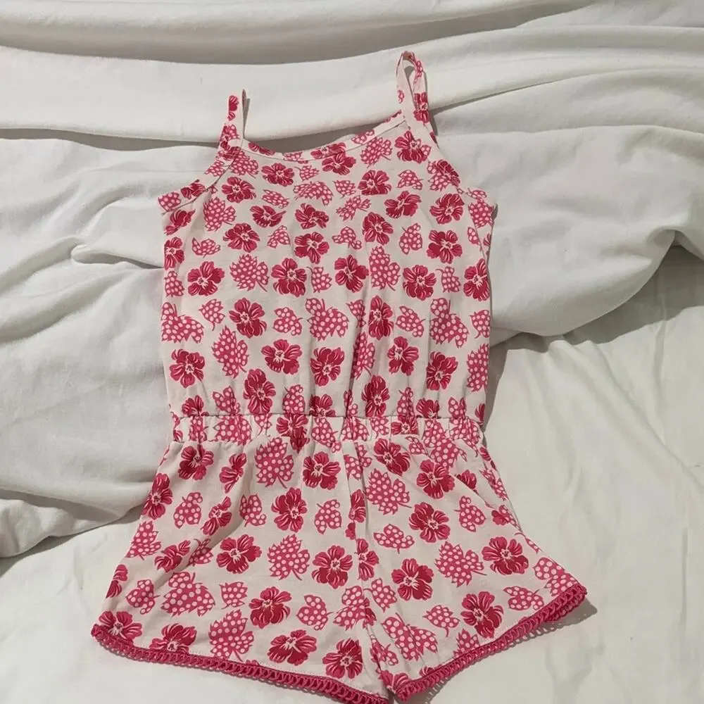 American Girl xs 6 floral romper polyester spandex blend super soft nwot